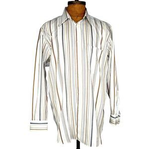 Brioni For Neiman Marcus Shirt Mens Striped Large Made In Italy New With Tag